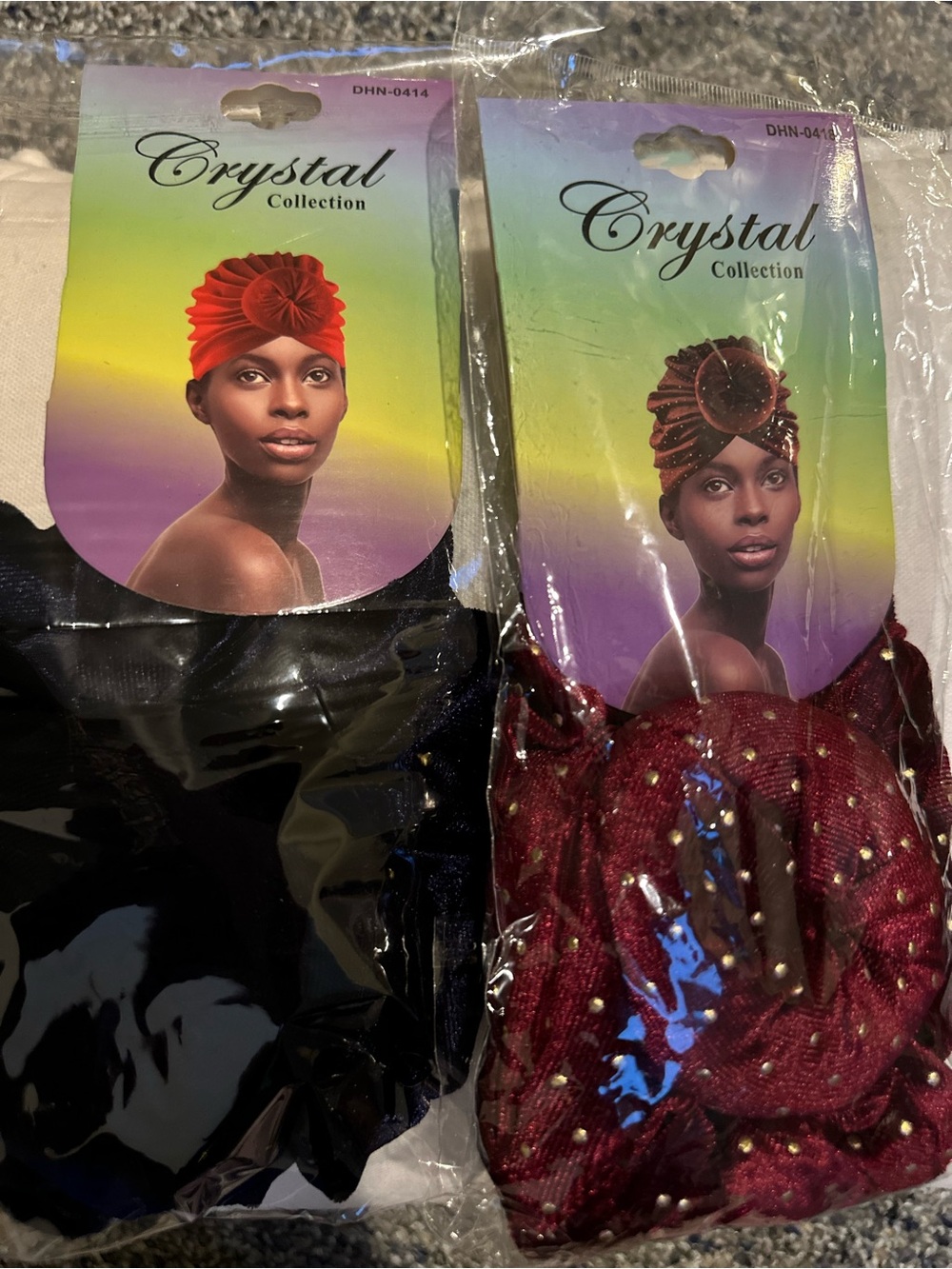 Women's Red and Black Turban Headwrap Set